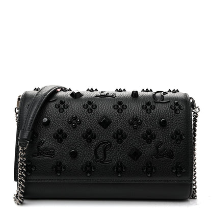 Christian Louboutin Calfskin Spikes Loubinthesky Paloma Clutch Black 1 of 10