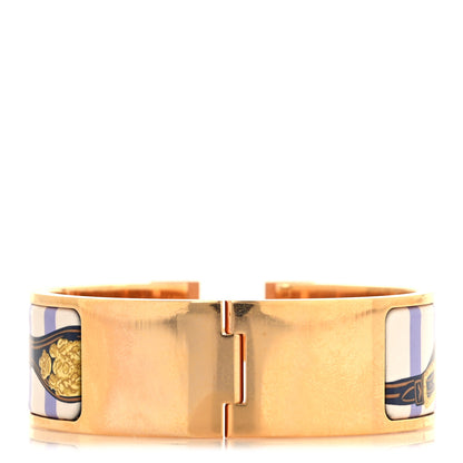 Hermes Enamel Printed Brides de Gala Bayadere Wide Clic Clac H Bracelet GM Lilas 3 of 4