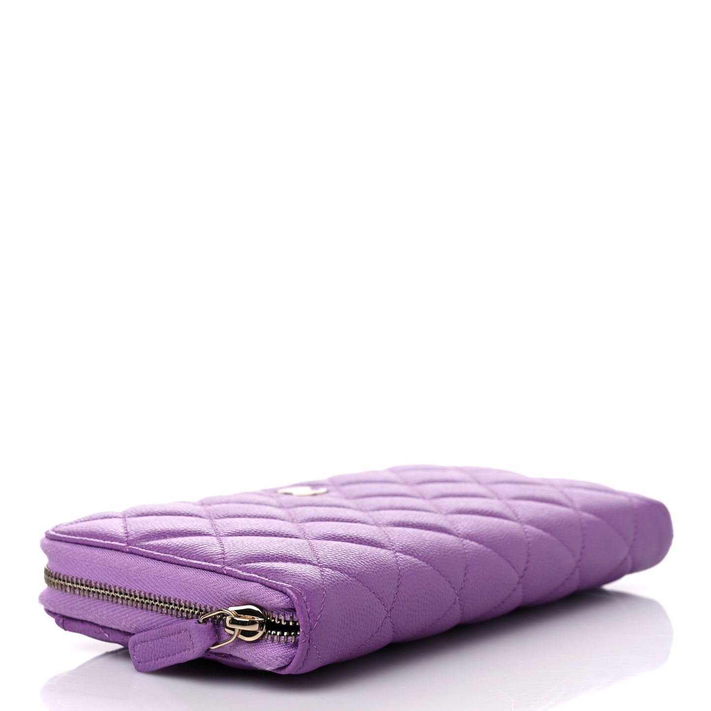 Caviar Quilted Large Gusset Zip Around Wallet Purple
