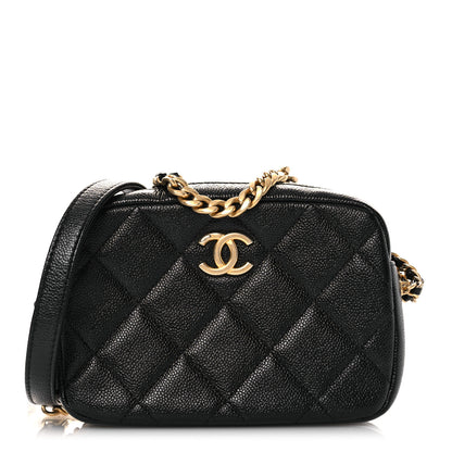 Chanel Shiny Caviar Quilted Chain Melody Camera Bag Black 1 of 10