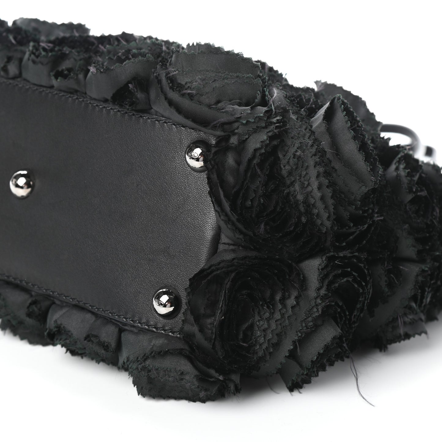 Nappa Floral Applique Tote Bag Black