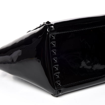 Valentino Garavani Patent Monochrome Small Rockstud Double Handle Tote Black 5 of 8