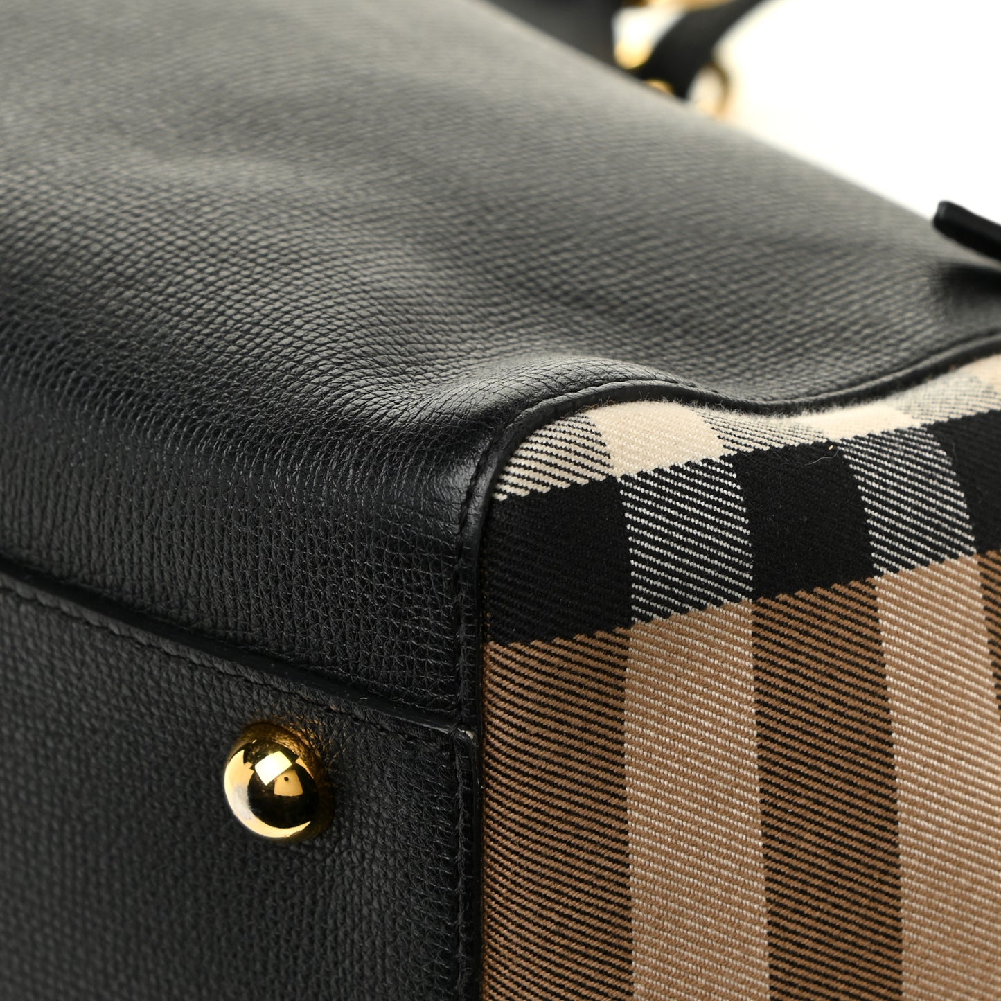 Grainy Calfskin House Check Small Canterbury Black