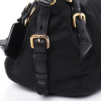 Prada Nylon Tessuto Soft Calfskin Small Shopping Satchel Black 18 of 34