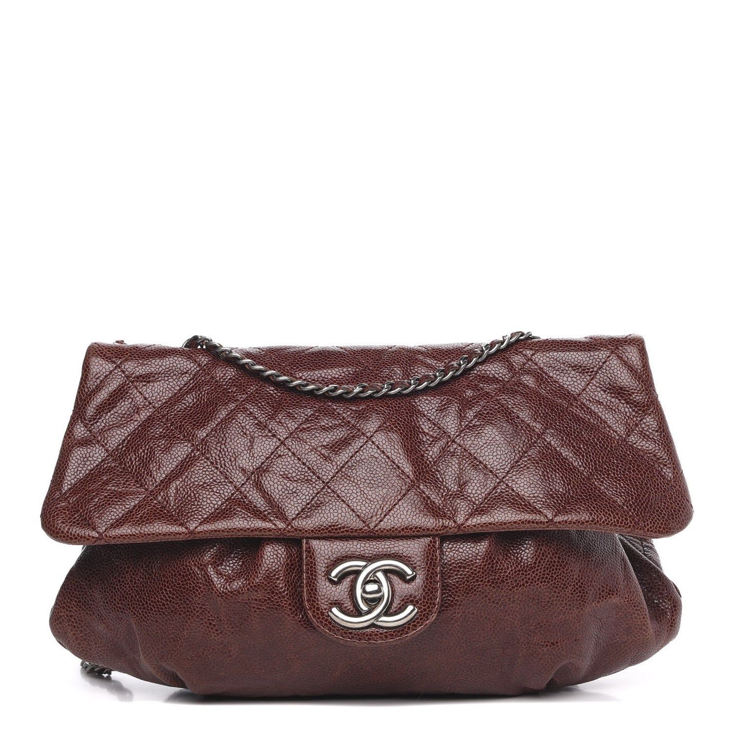 Caviar Quilted Medium Elastic Flap Bordeaux