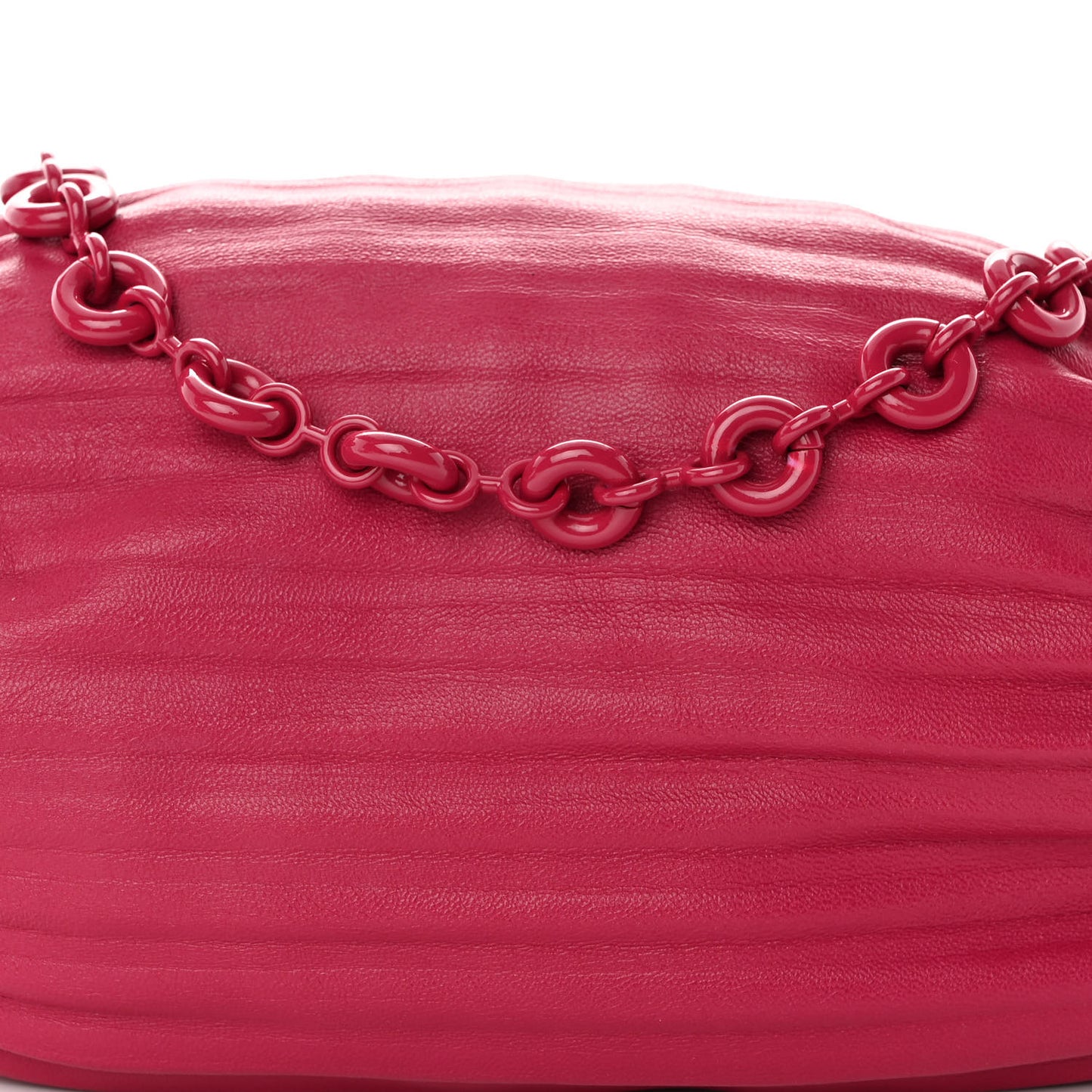 Lambskin Pleated Bracelet Pouch Chain Shoulder Bag Rouge Blossoms