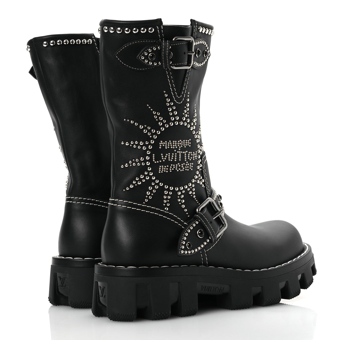 Calfskin Studded Mens Checker Mid Boot 8