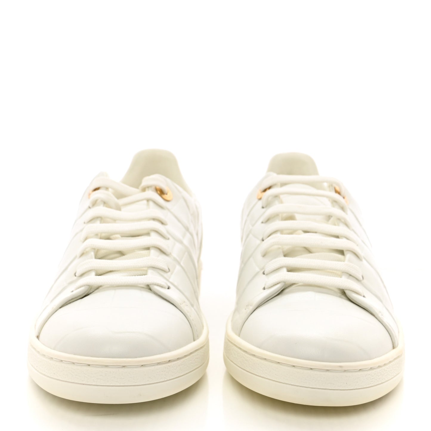 Calfskin Crocodile Embossed Frontrow Sneakers 38 White