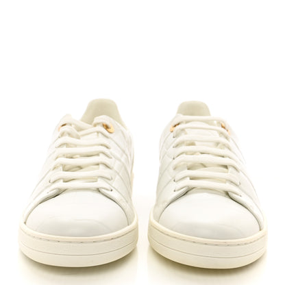 Louis Vuitton Calfskin Crocodile Embossed Frontrow Sneakers 38 White 2 of 13