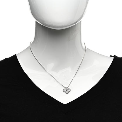 Van Cleef & Arpels 18K White Gold Diamond Vintage Alhambra Pendant Necklace 2 of 6