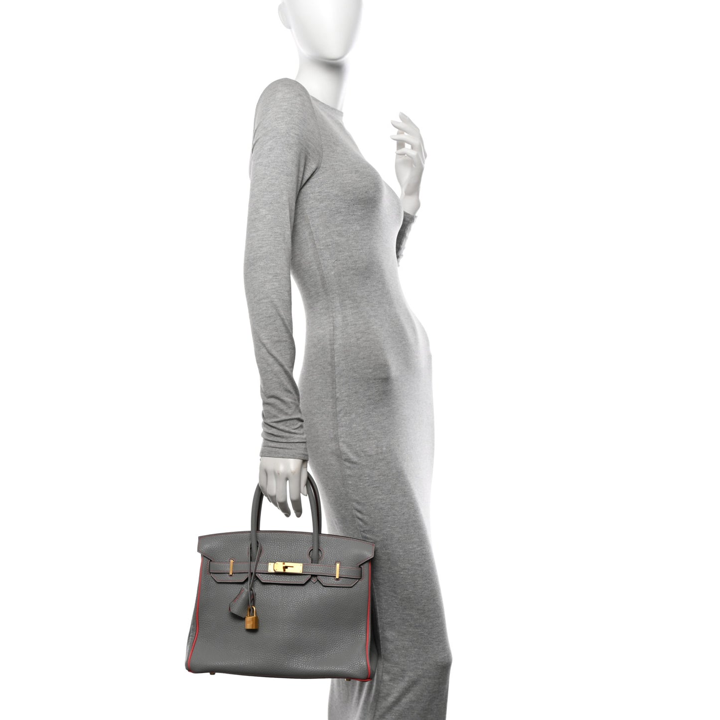 Togo Horseshoe Birkin 30 Gris Mouette Feu