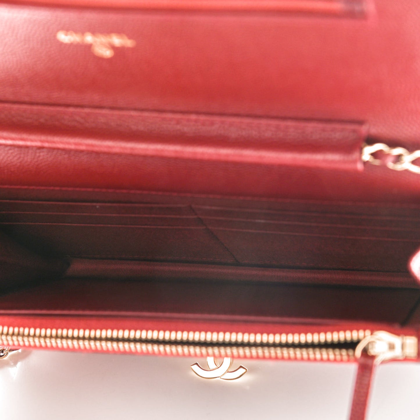 Caviar Quilted Golden Class Wallet On Chain WOC Red