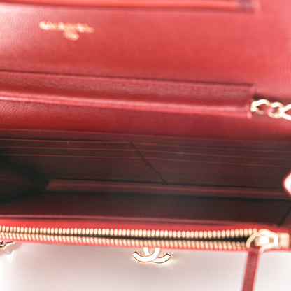 Chanel Caviar Quilted Golden Class Wallet On Chain WOC Red 5 of 14