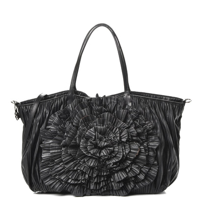 Valentino Garavani Nappa Pleated Petale Tote Black 1 of 8