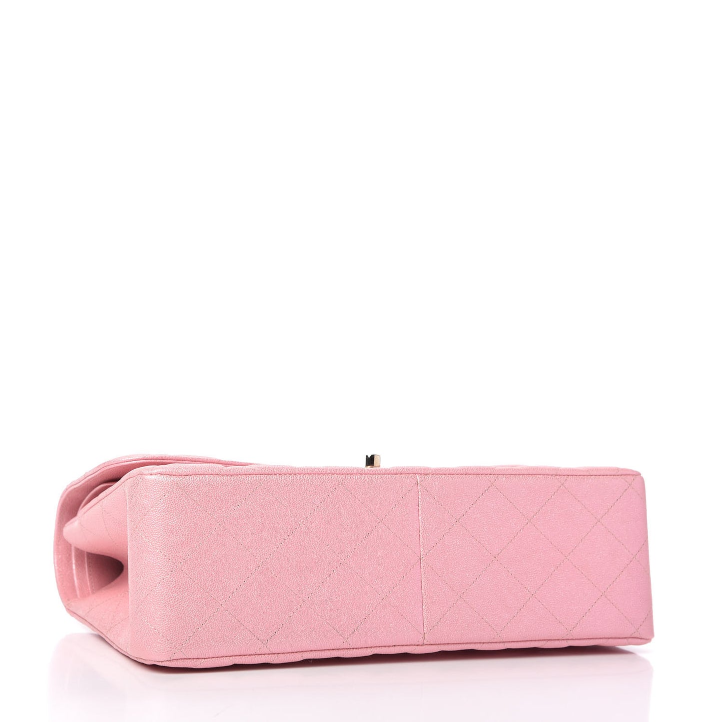 Iridescent Caviar Quilted Jumbo Double Flap Rose Pink