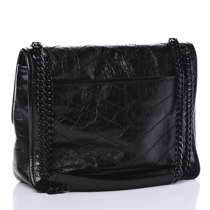 Saint Laurent Crinkled Calfskin Matelasse Monogram Medium Niki Chain Satchel Black 2 of 10