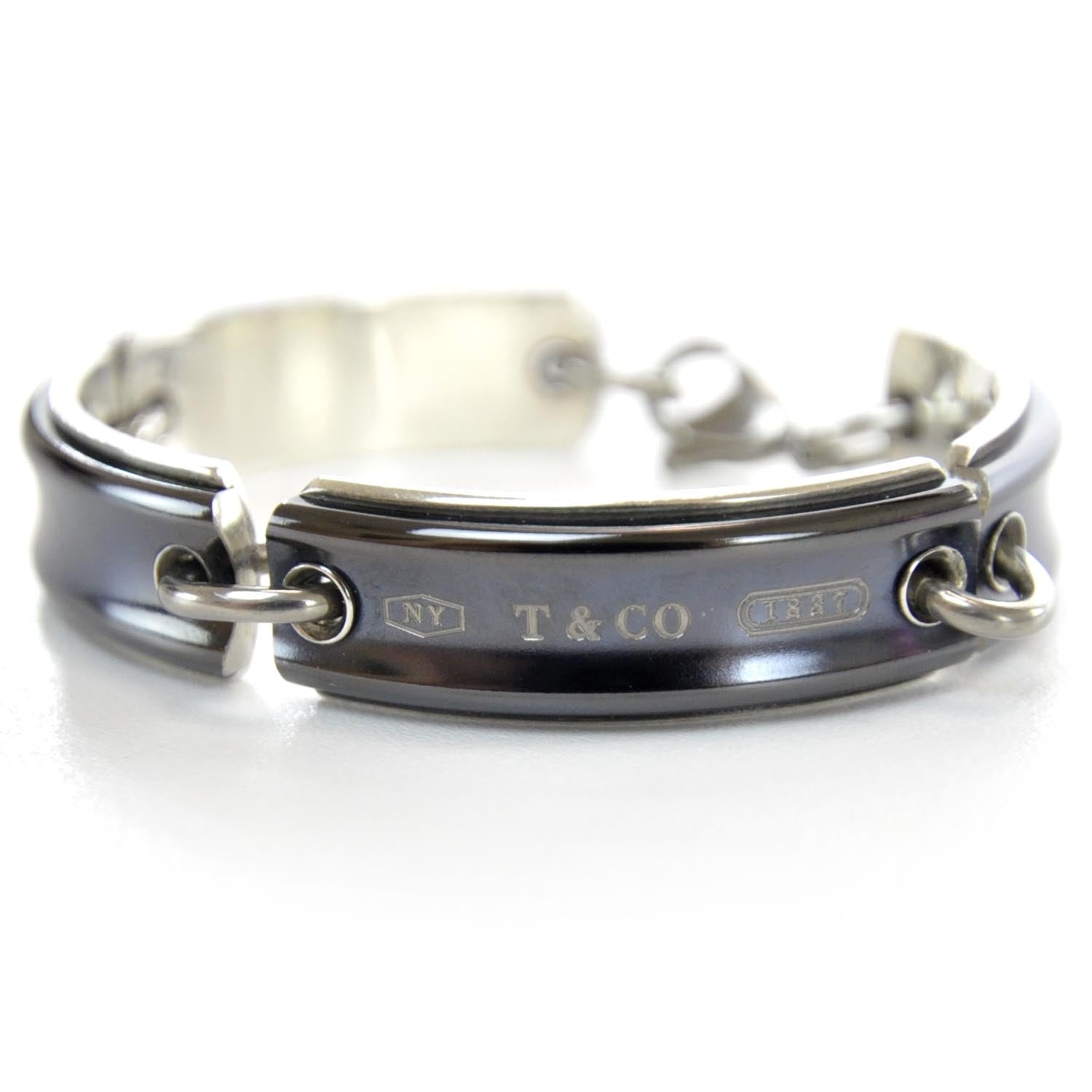 Tiffany Sterling Silver Titanium Link 1837 ID Bracelet 1 of 7