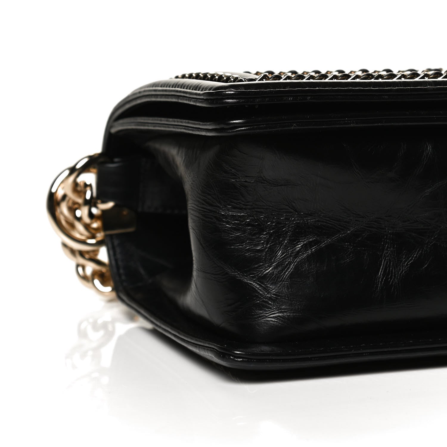 Chanel Crumpled Calfskin Chevron Chain Medium Boy Flap Black 9 of 12