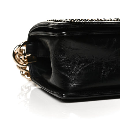 Chanel Crumpled Calfskin Chevron Chain Medium Boy Flap Black 9 of 12
