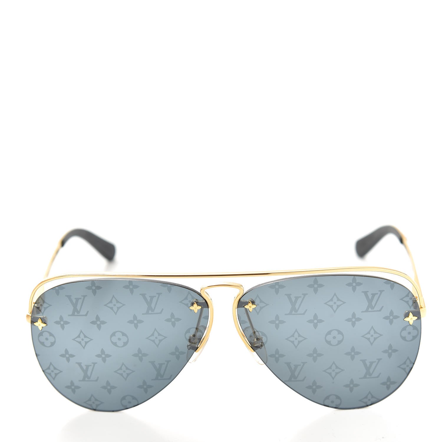 Louis Vuitton Metal Monogram Grease Sunglasses Z1172W Gold 2 of 8