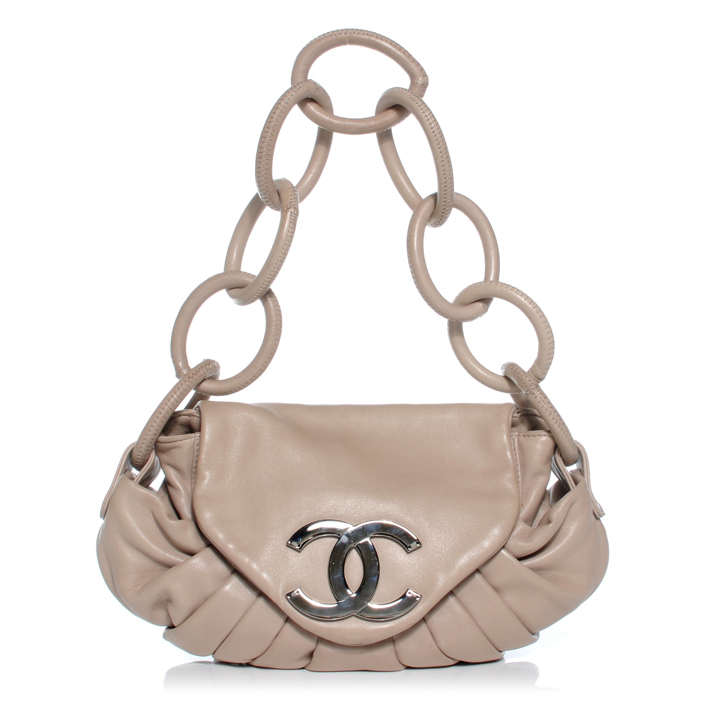 Lambskin Pleated Flap Bag Taupe