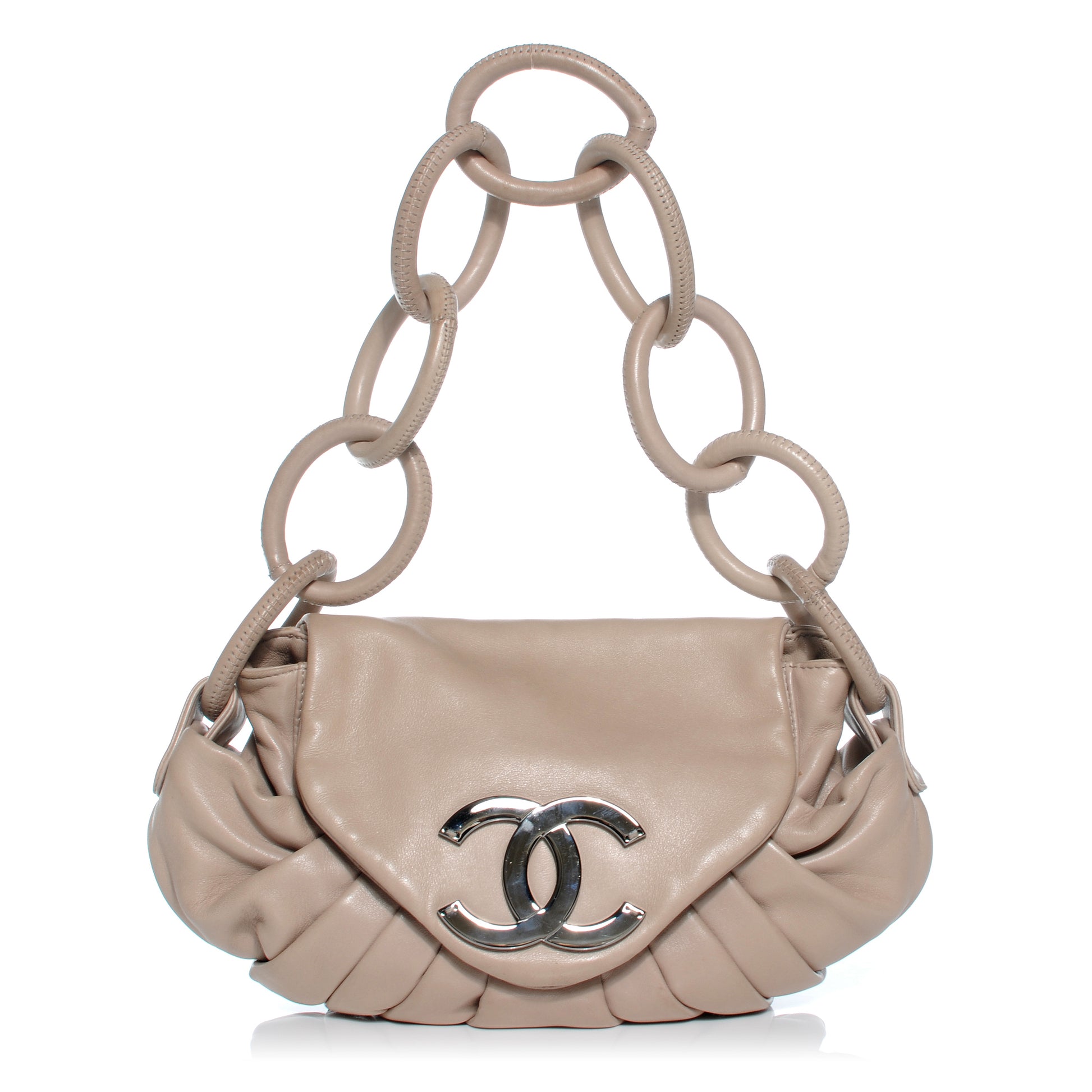 Chanel Lambskin Pleated Flap Bag Taupe 1 of 7