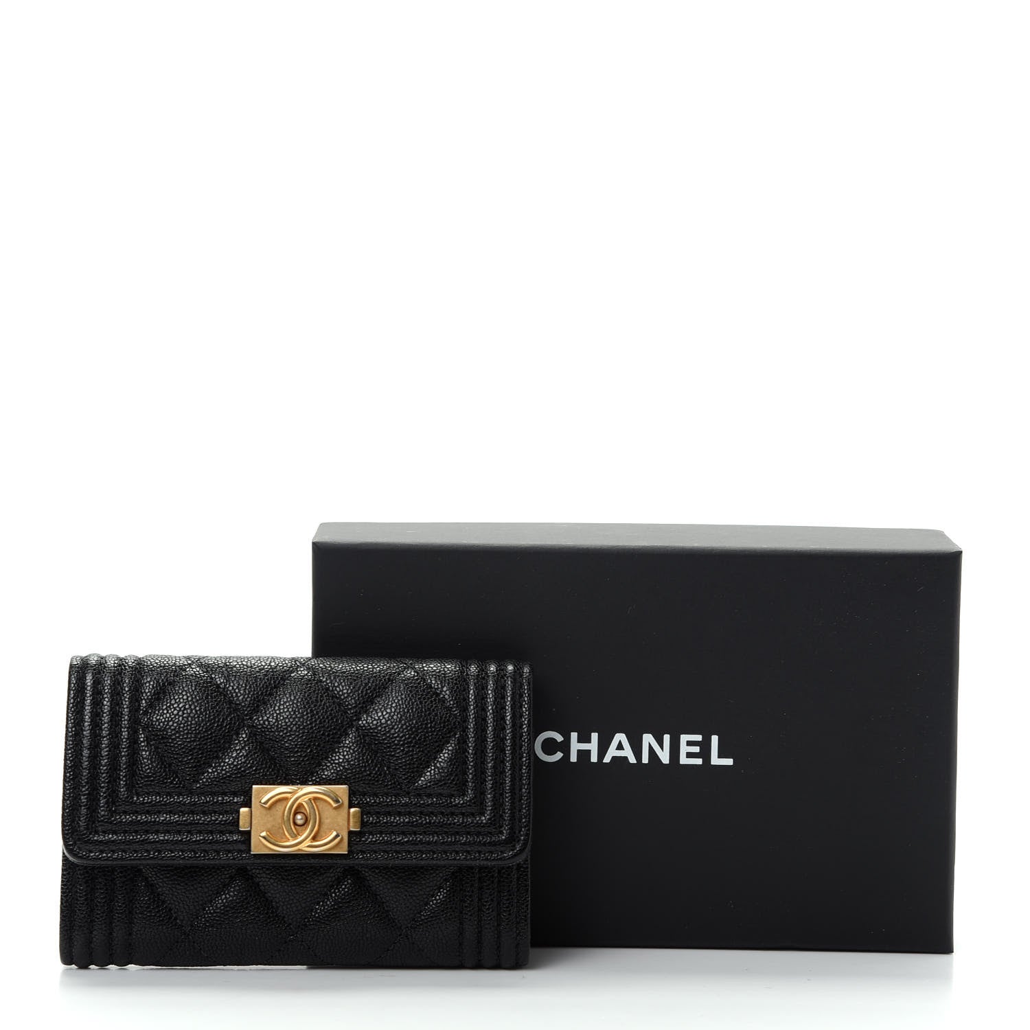 Chanel Caviar Quilted Boy Flap Card Holder Black 9 of 9