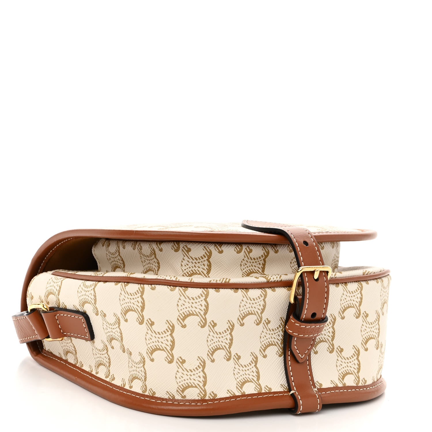 Celine Triomphe Canvas Medium Folco Bag White 4 of 9