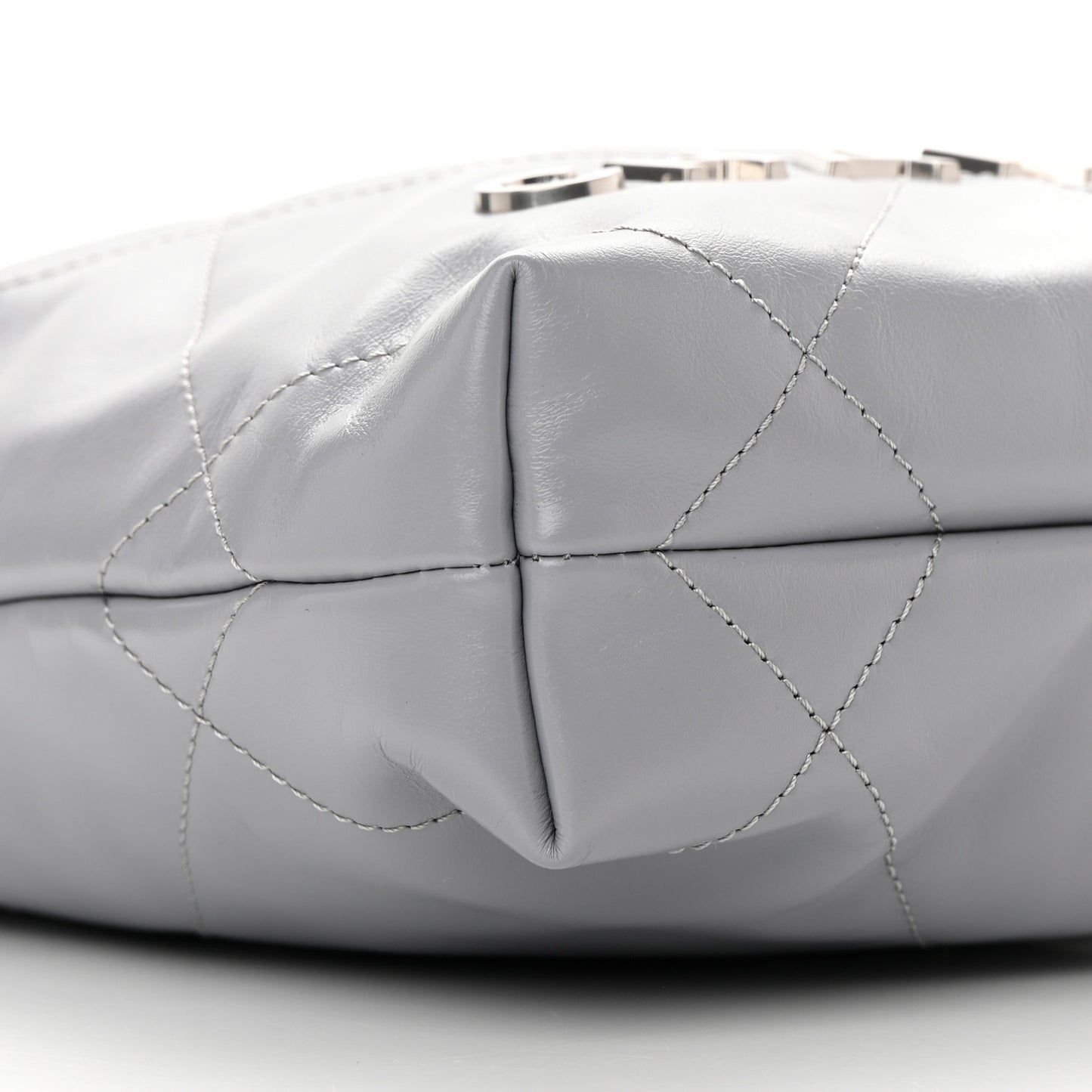Shiny Calfskin Quilted Mini Chanel 22 Grey