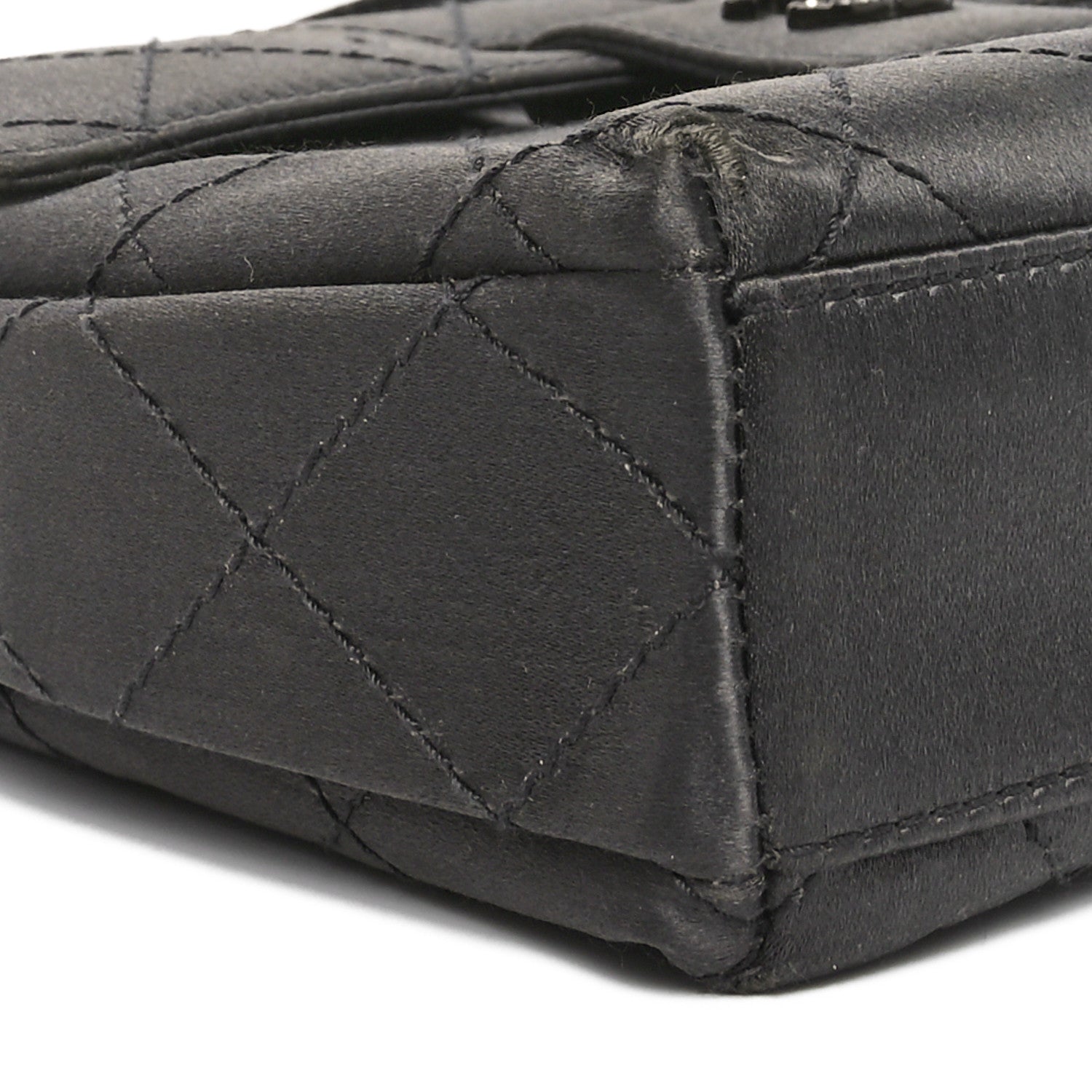 Chanel Satin Quilted Crystal CC Square Flap Grey 9 of 13