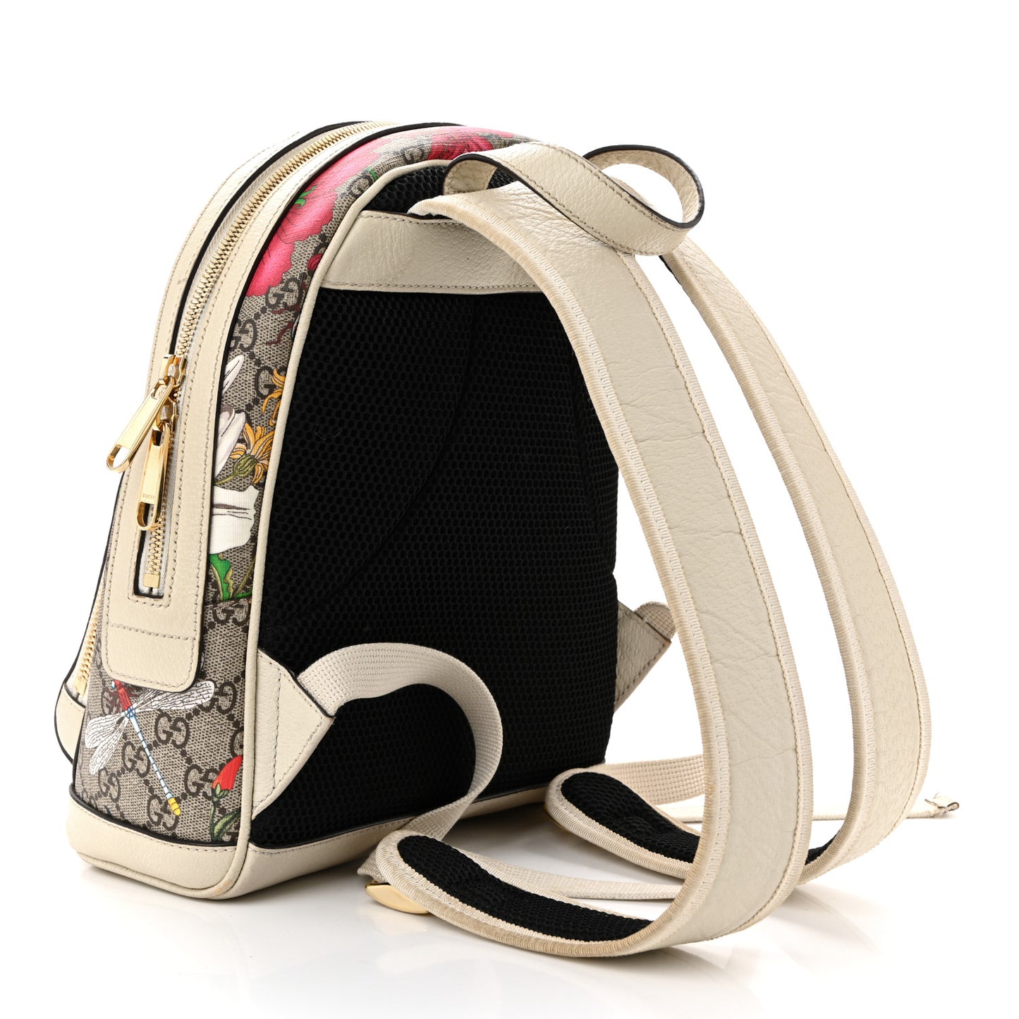 GG Supreme Monogram Flora Web Small Ophidia Day Backpack White