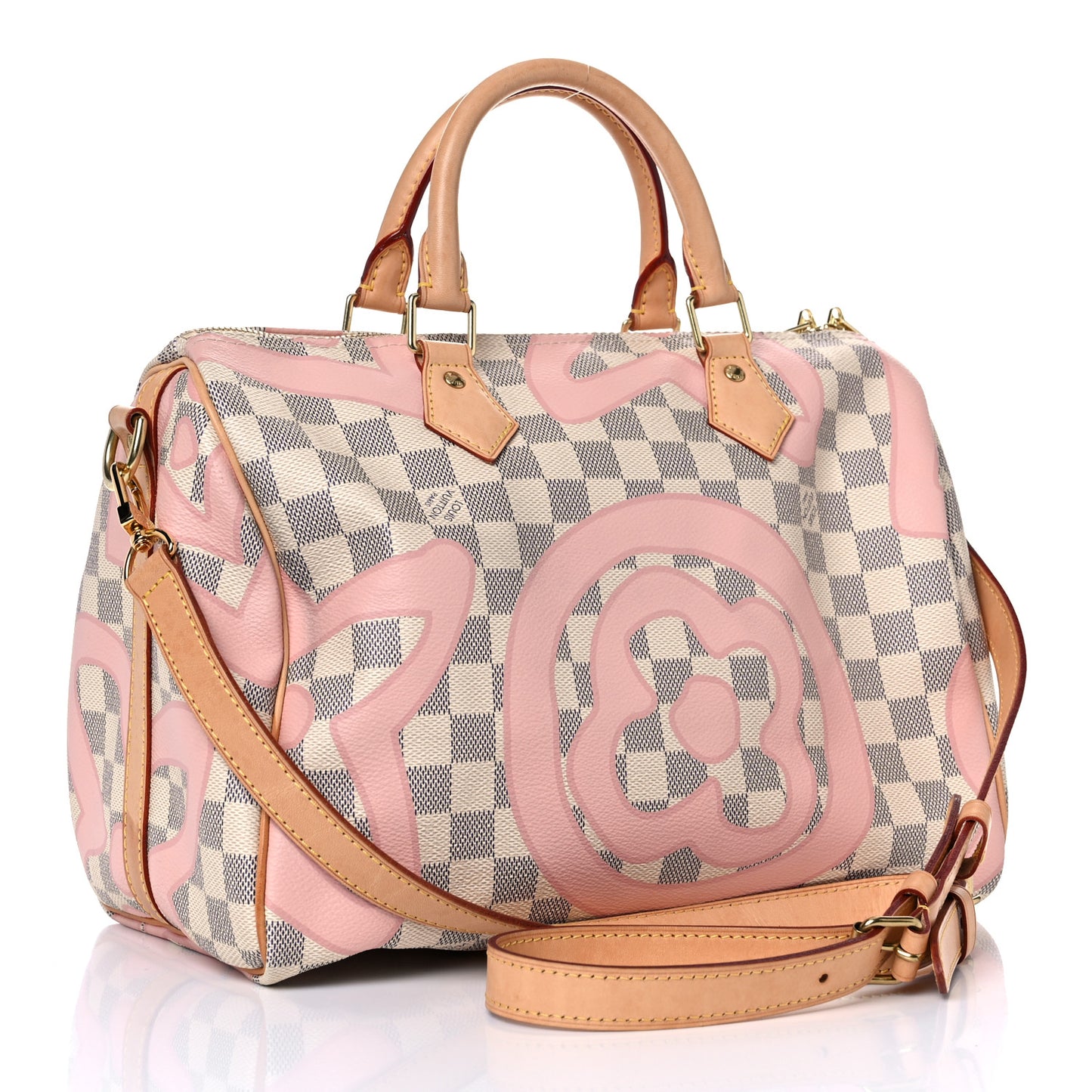 Damier Azur Tahitienne Speedy Bandouliere 30 Rose Ballerine