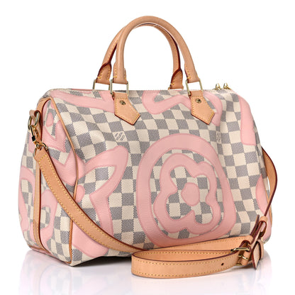 Louis Vuitton Damier Azur Tahitienne Speedy Bandouliere 30 Rose Ballerine 3 of 31