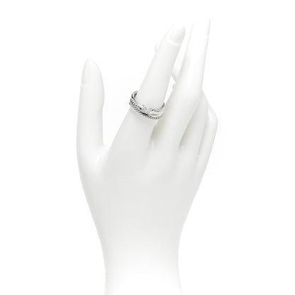 David Yurman Sterling Silver Diamond X Crossover Ring 56 7.5 2 of 4