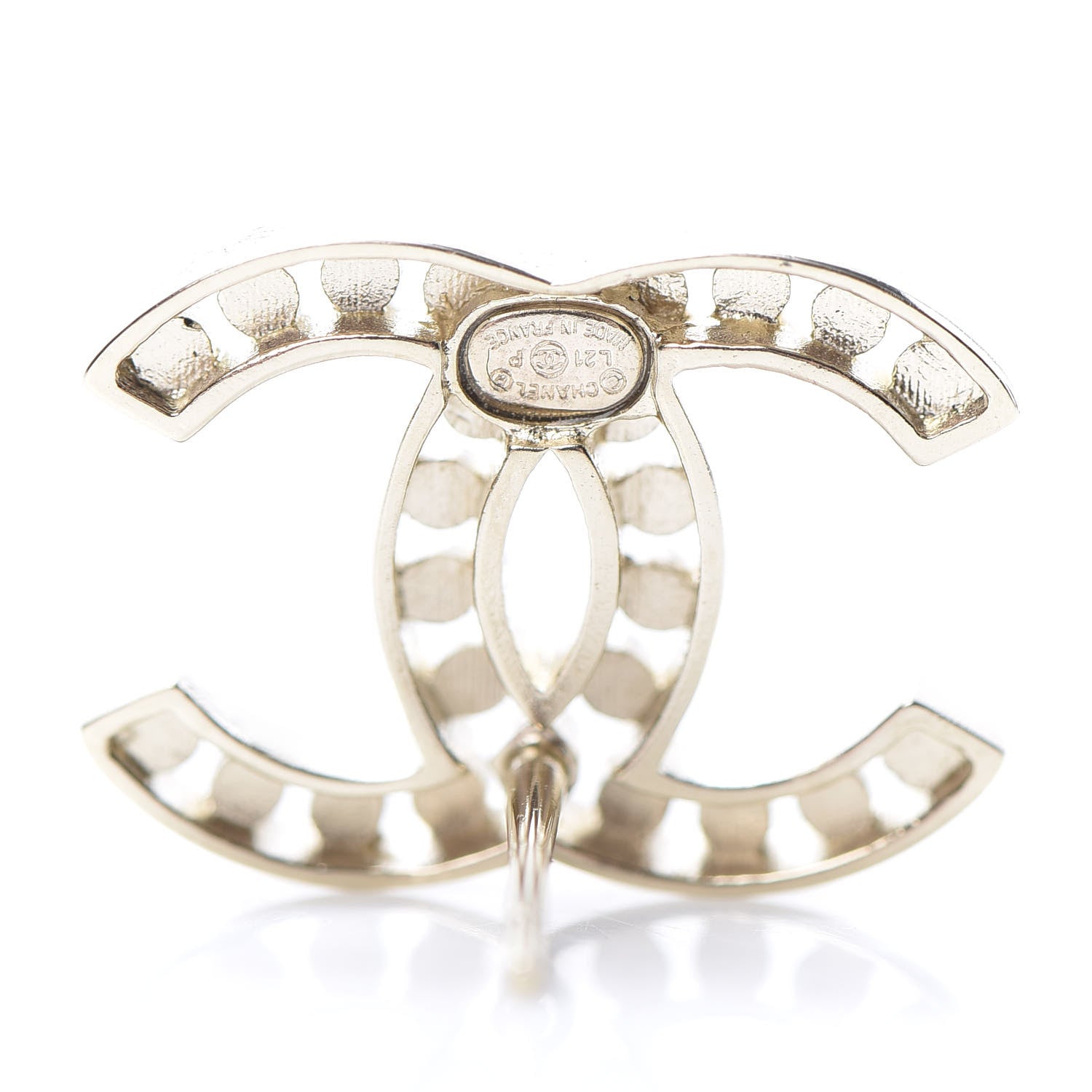 Chanel Crystal CC Large Earrings Gold 4 of 5