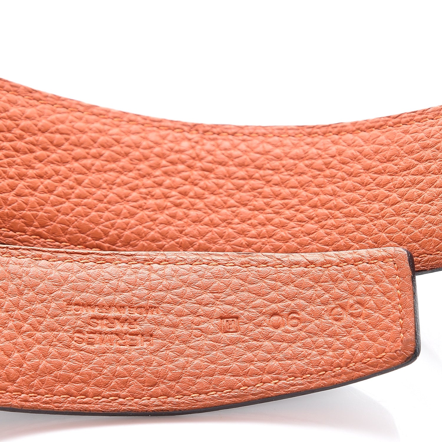 Hermes Box Taurillon Clemence 32mm Belt Strap 90 Orange Black 5 of 9