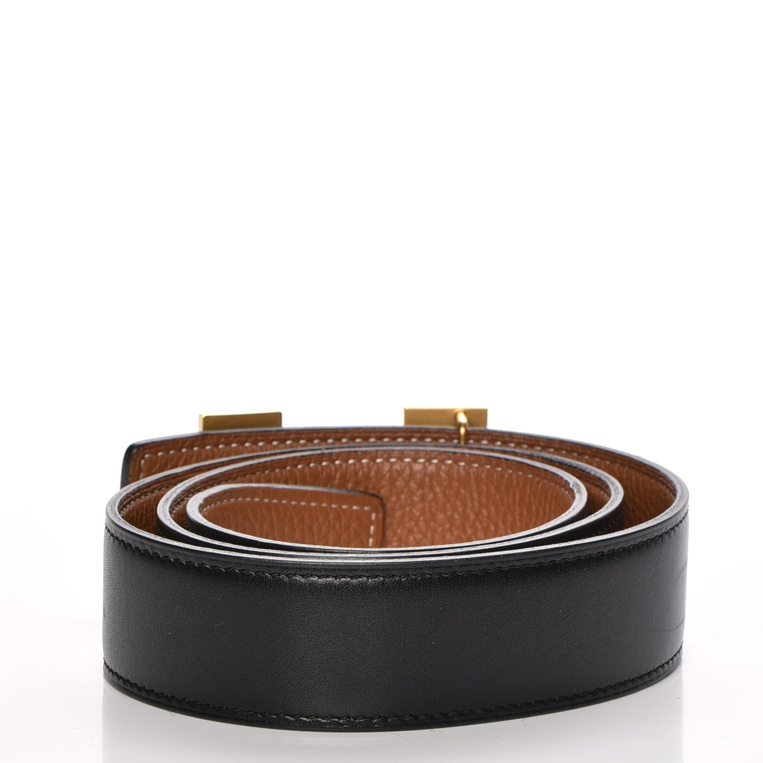 Hermes Box Togo 32mm H Belt 80 Black Gold 3 of 13