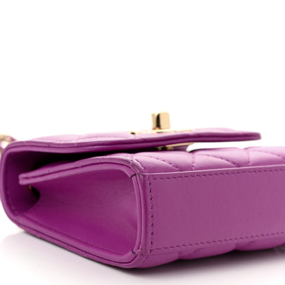 Chanel Lambskin Quilted Mini Trendy CC Clutch With Chain Purple 9 of 11