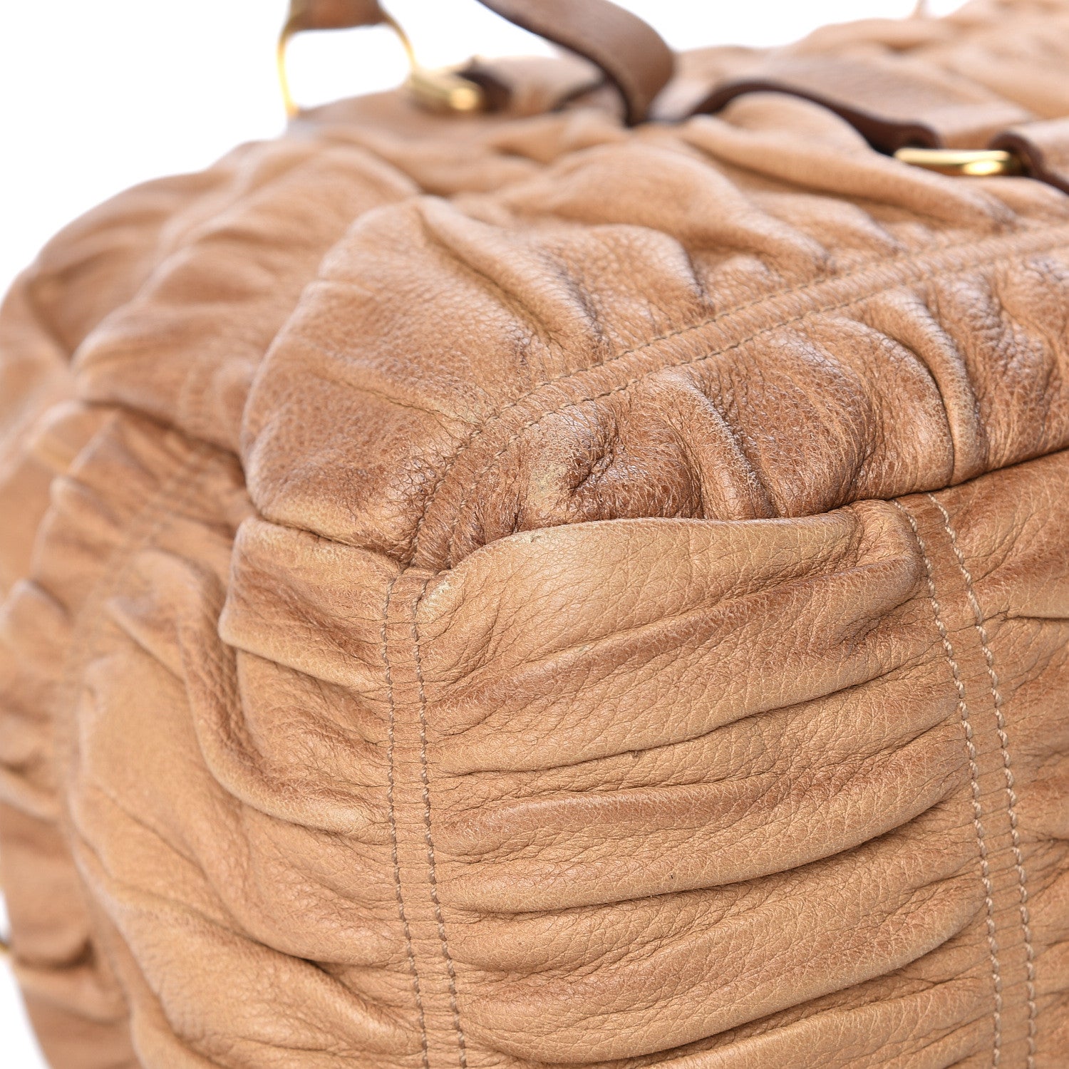 Prada Cervo Deerskin Gaufre Dome Satchel Naturale 13 of 30