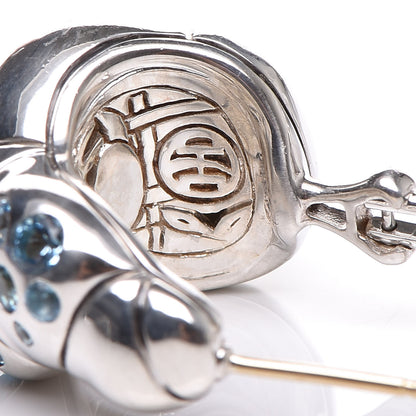 John Hardy Sterling Silver Blue Topaz Budda Belly Earrings 4 of 5