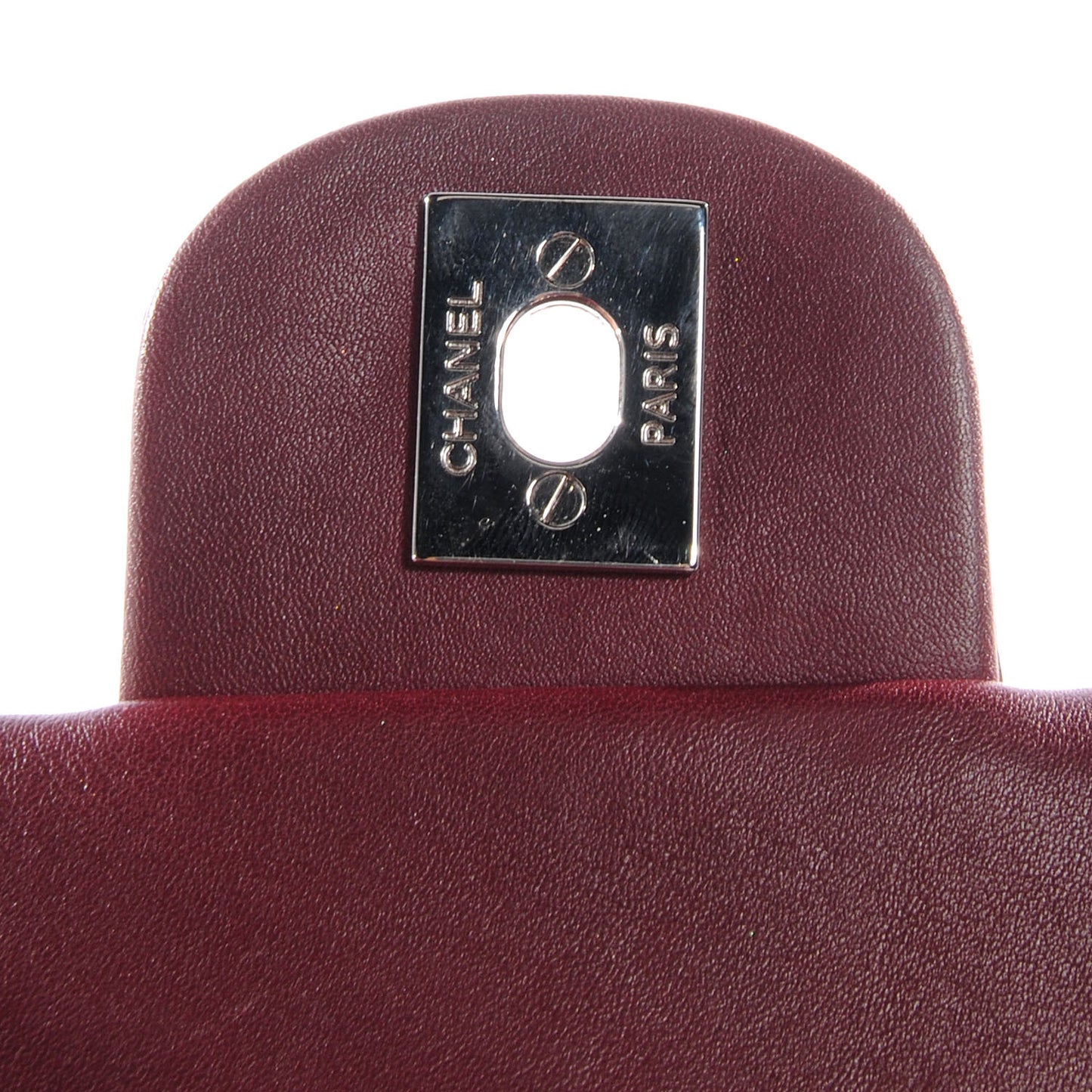 Striated Patent Quilted Mini Flap Burgundy