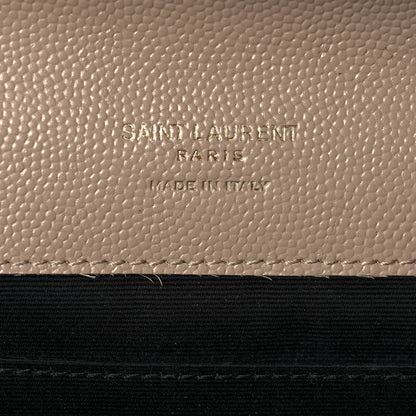 Saint Laurent Grain De Poudre Textured Mixed Matelasse Triquilt Monogram Clutch Dark Beige 6 of 12