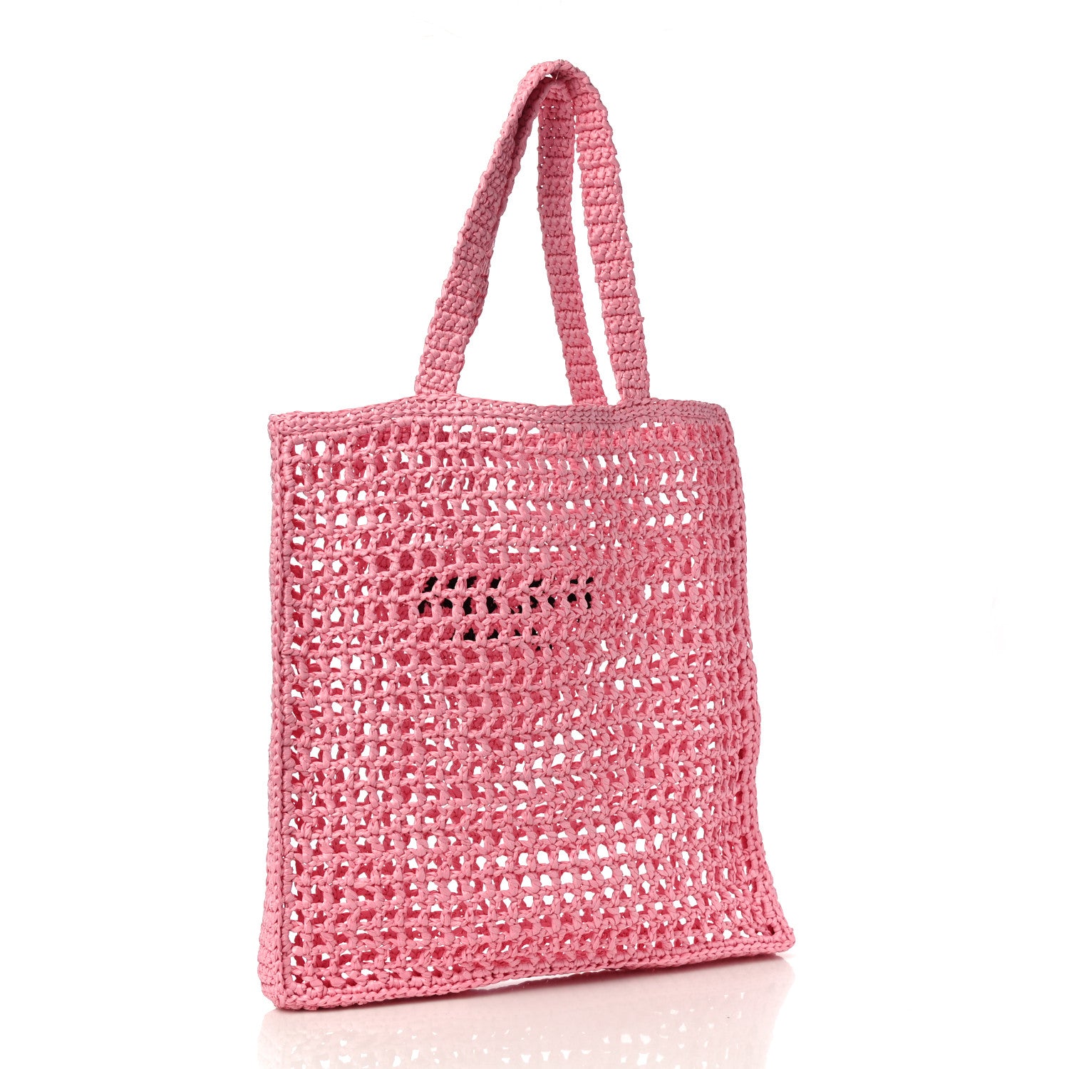Prada Yarn Raffia Effect Crochet Logo Embroidered Tote Bag Petalo 3 of 8