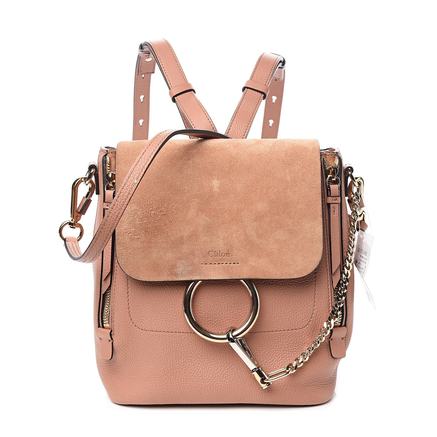 Chloe Suede Calfskin Small Faye Backpack Nougat 1 of 8