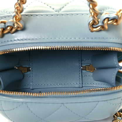 Chanel Lambskin Quilted CC Bubble Vanity Case With Chain Light Blue 7 of 8