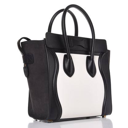 Celine Baby Grained Calfskin Tri-color Micro Luggage White Liquorice 3 of 13
