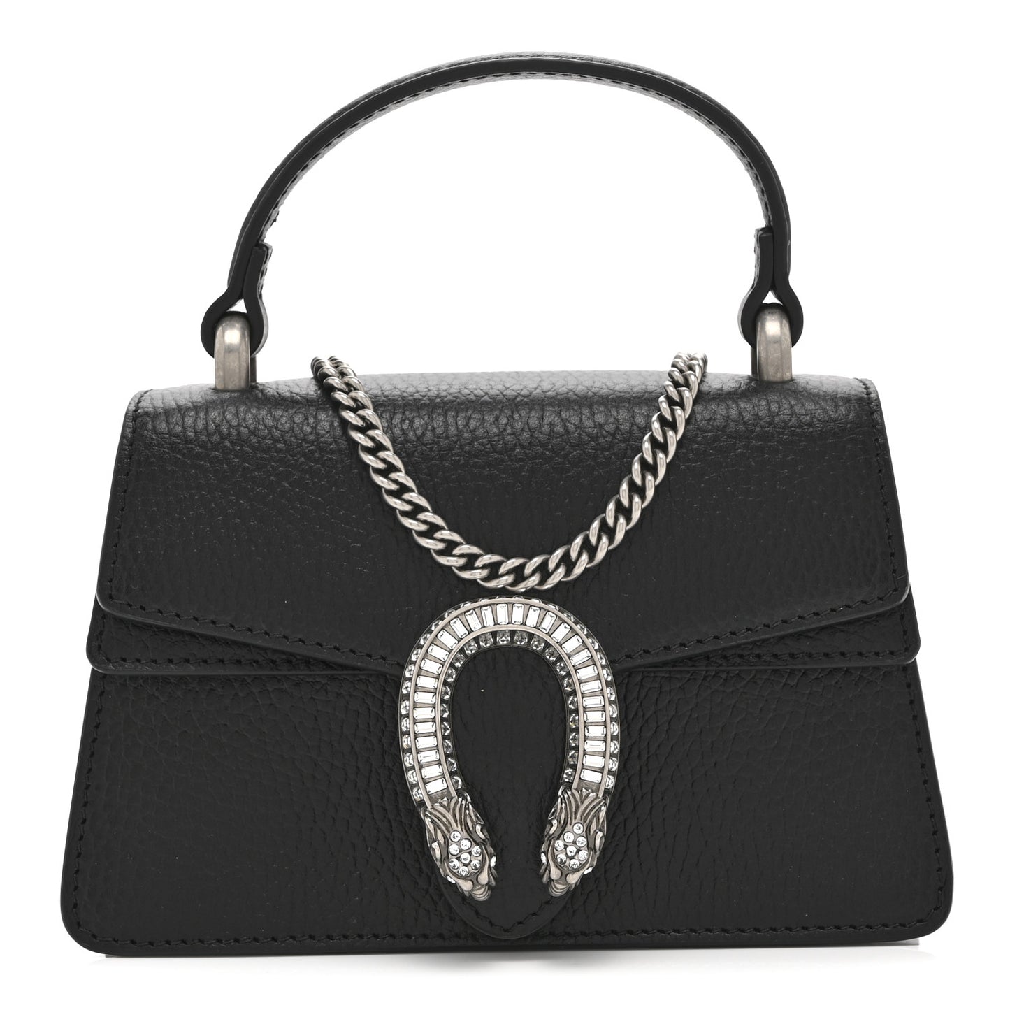 Dollar Calfskin Crystal Mini Dionysus Top Handle Bag Black Crystal