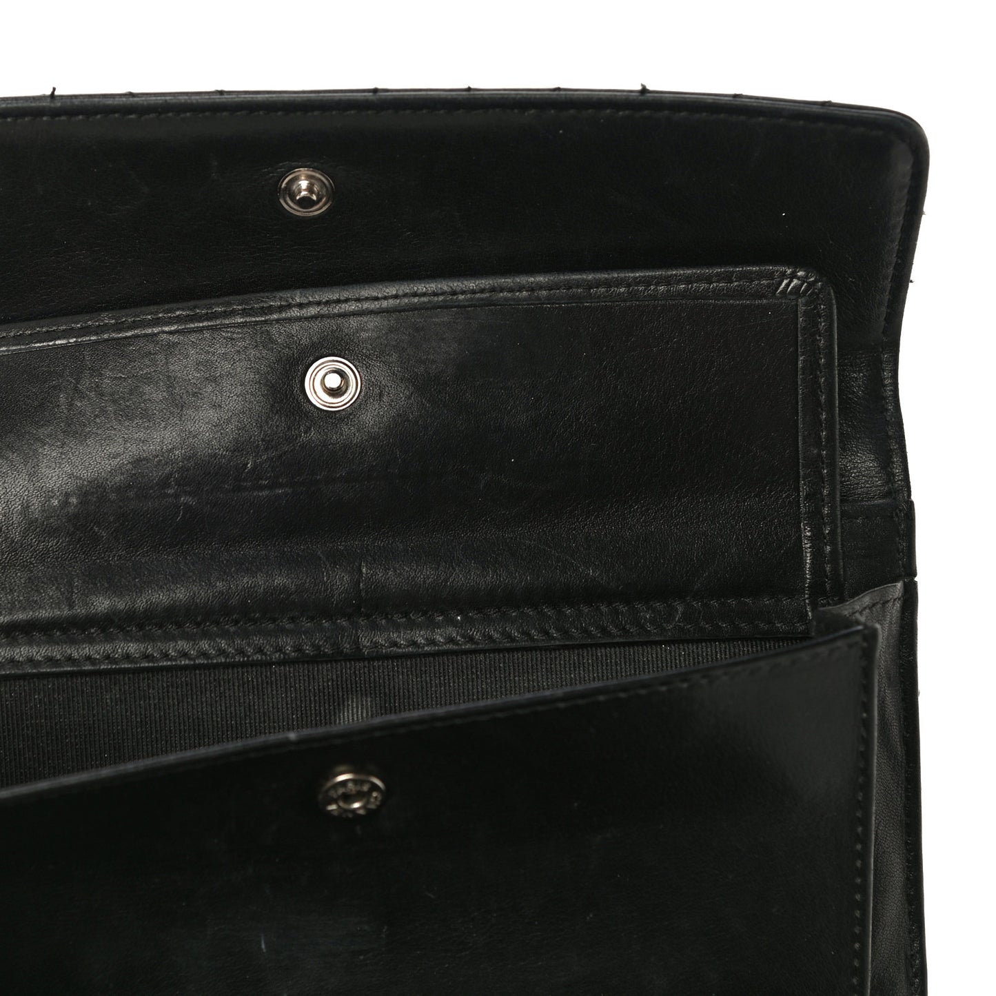 Lambskin Chevron Quilted Large Flap Clutch Wallet Black