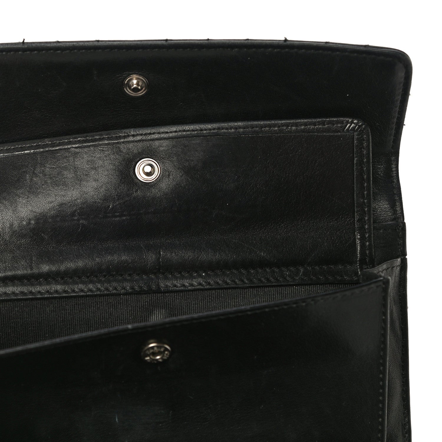 Chanel Lambskin Chevron Quilted Large Flap Clutch Wallet Black 19 of 22