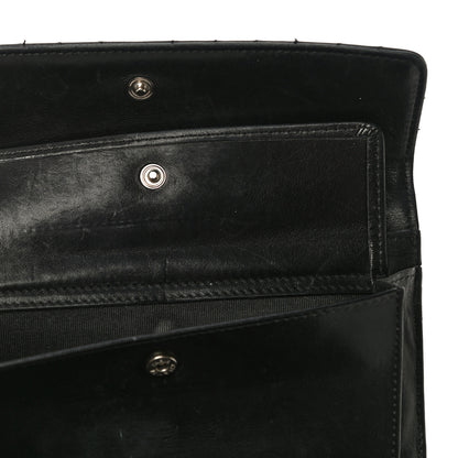 Chanel Lambskin Chevron Quilted Large Flap Clutch Wallet Black 19 of 22